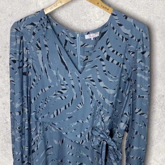 Parker Silk Long Sleeve Ruffle Mini Dress Size 18 Arctic Tiger Print Summer Boho - Picture 4 of 15